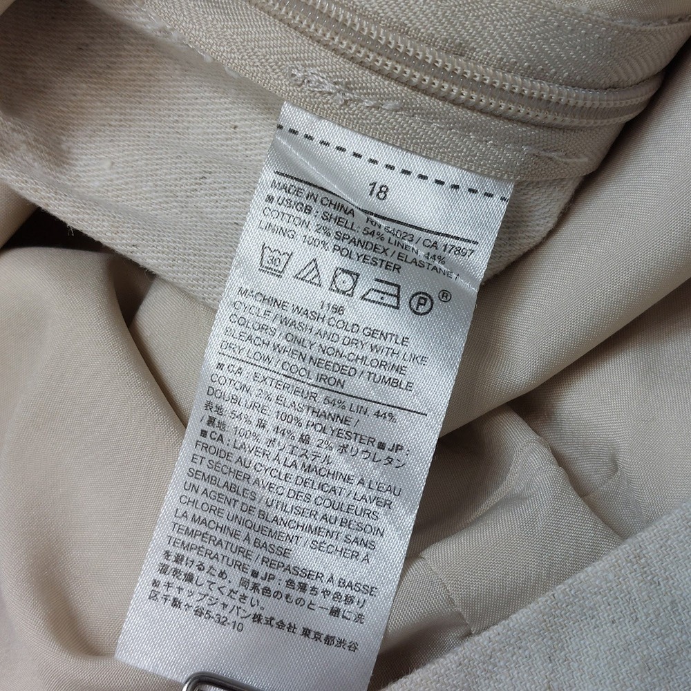 Banana Republic Jumpsuit Women's 18 Beige Linen Blend Wide Leg Square Neck Coast - Picture 10 of 12